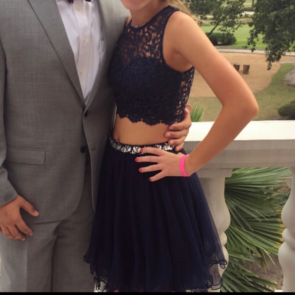 Navy Two piece Homecoming Dress